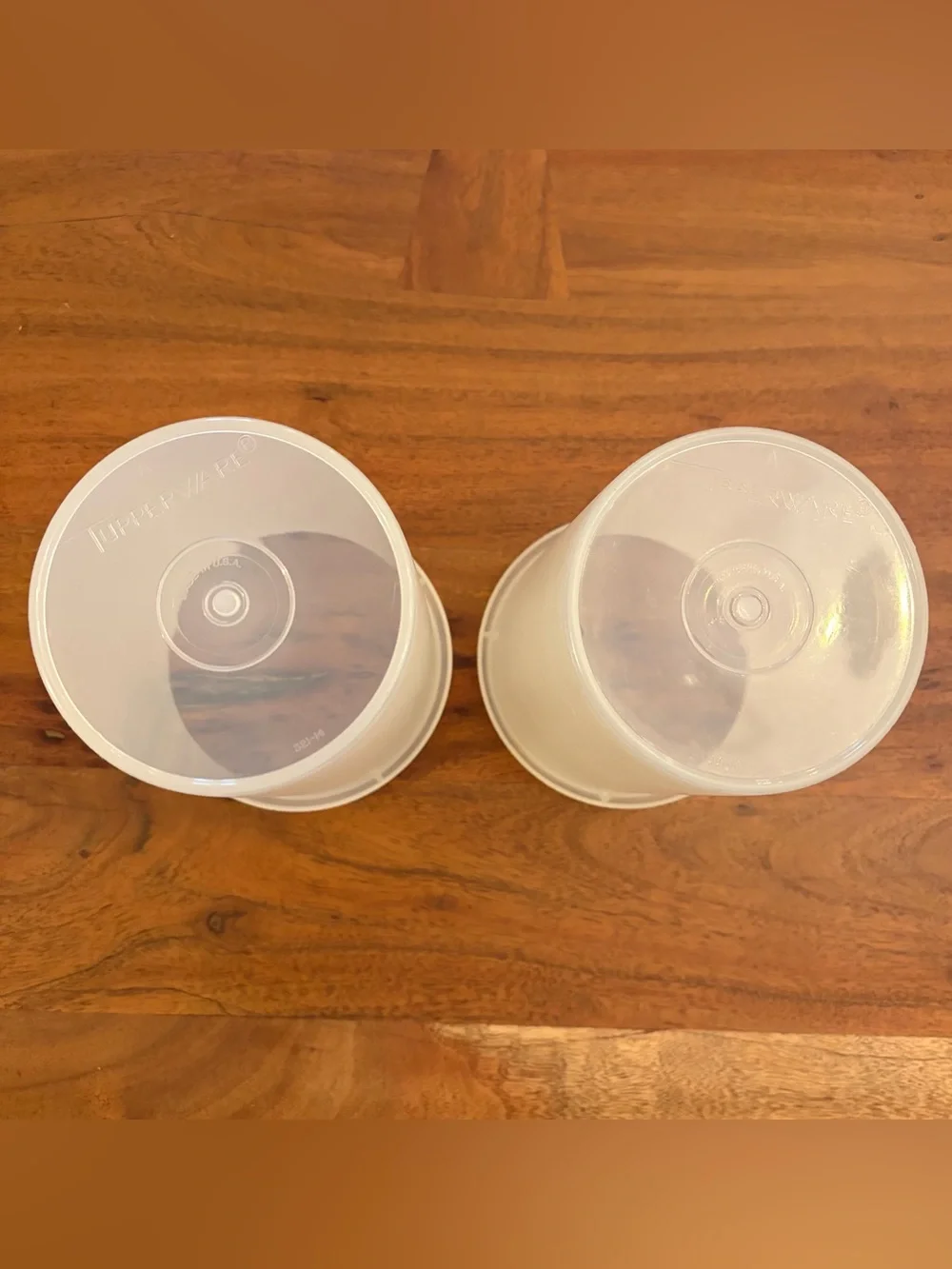 2 Vintage Tupperware Handolier #321 Containers Flip Top Country Blue Lid Cottage